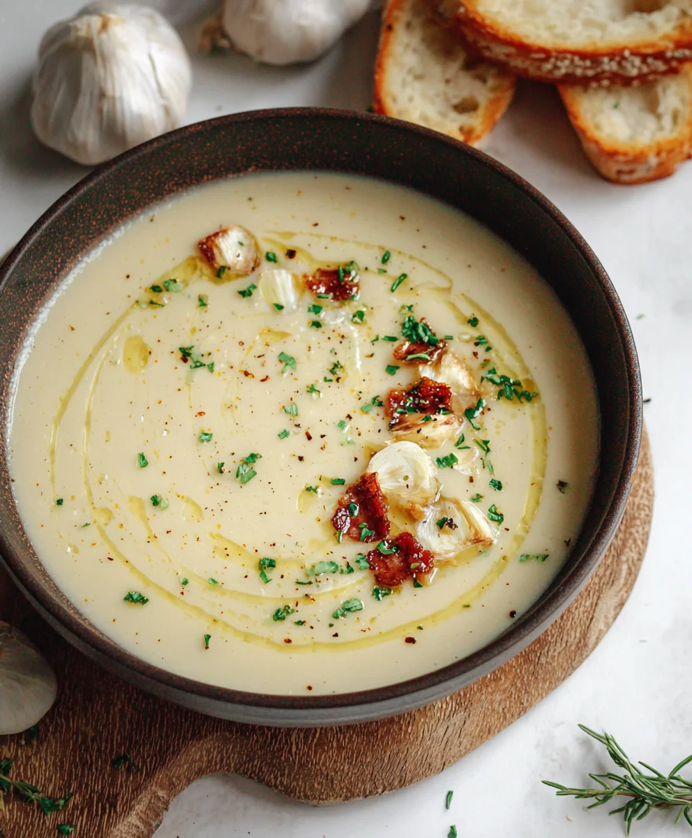 Easy Roasted Garlic Soup-Rich Flavor Comfort Bowl