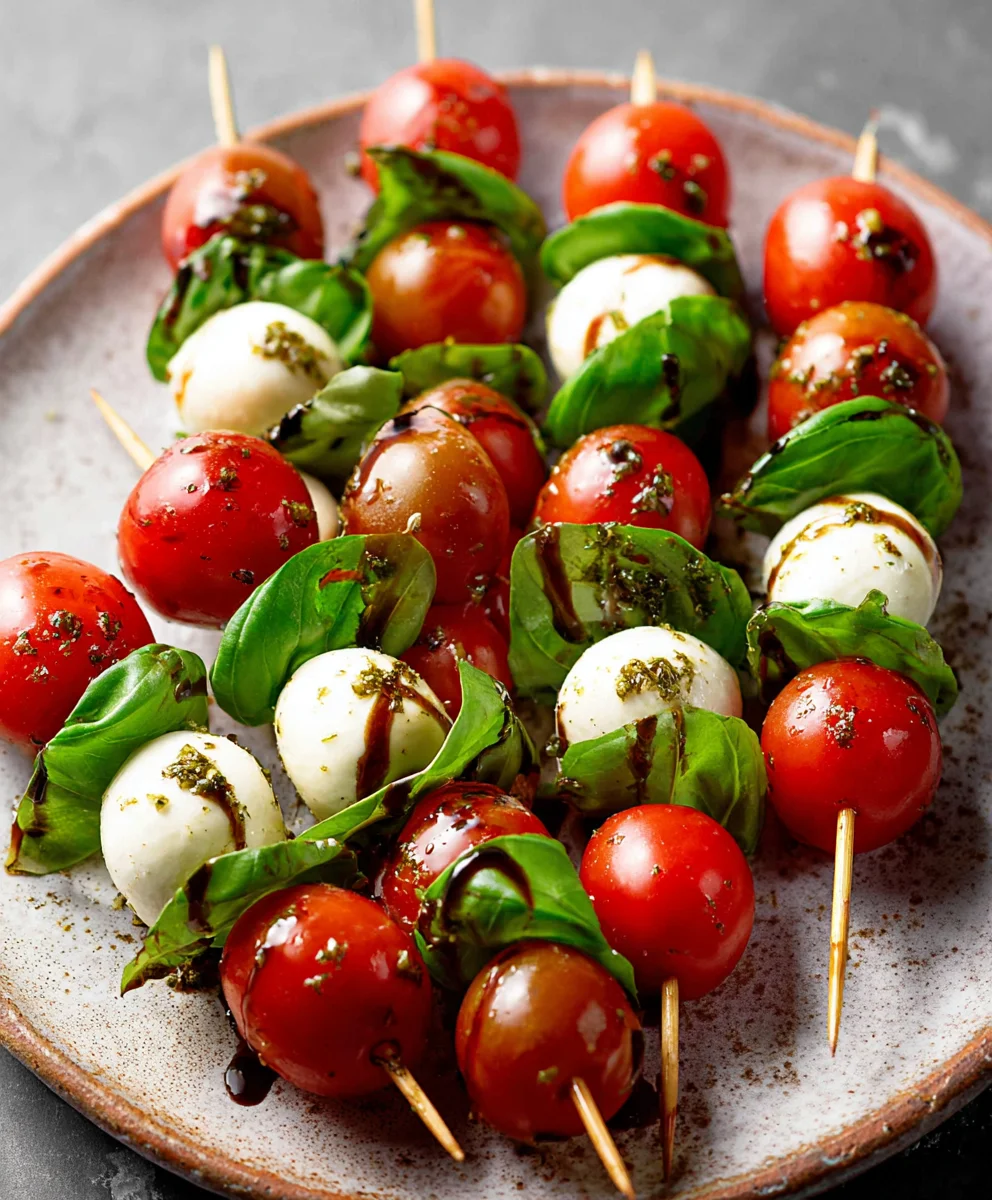 Easy Caprese Skewers Recipe- Quick & Fresh Appetizer