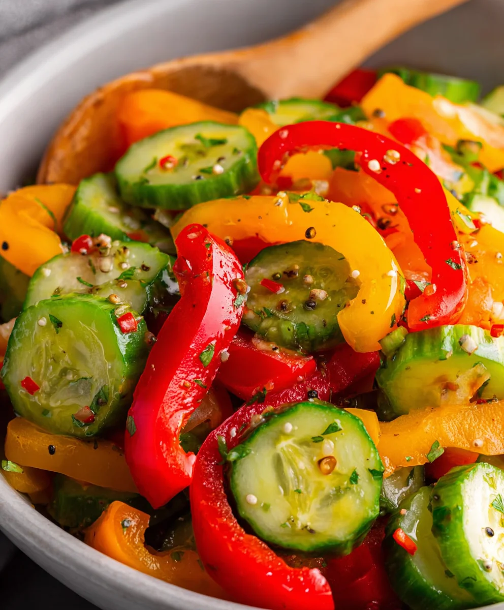 Cucumber Sweet Pepper Salad- Fresh & Flavorful Recipe