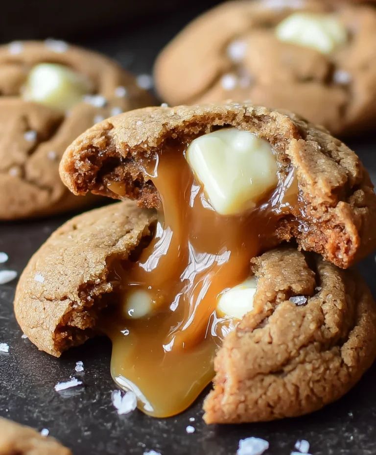 Caramel Stuffed White Chocolate Gin Extract Cookies