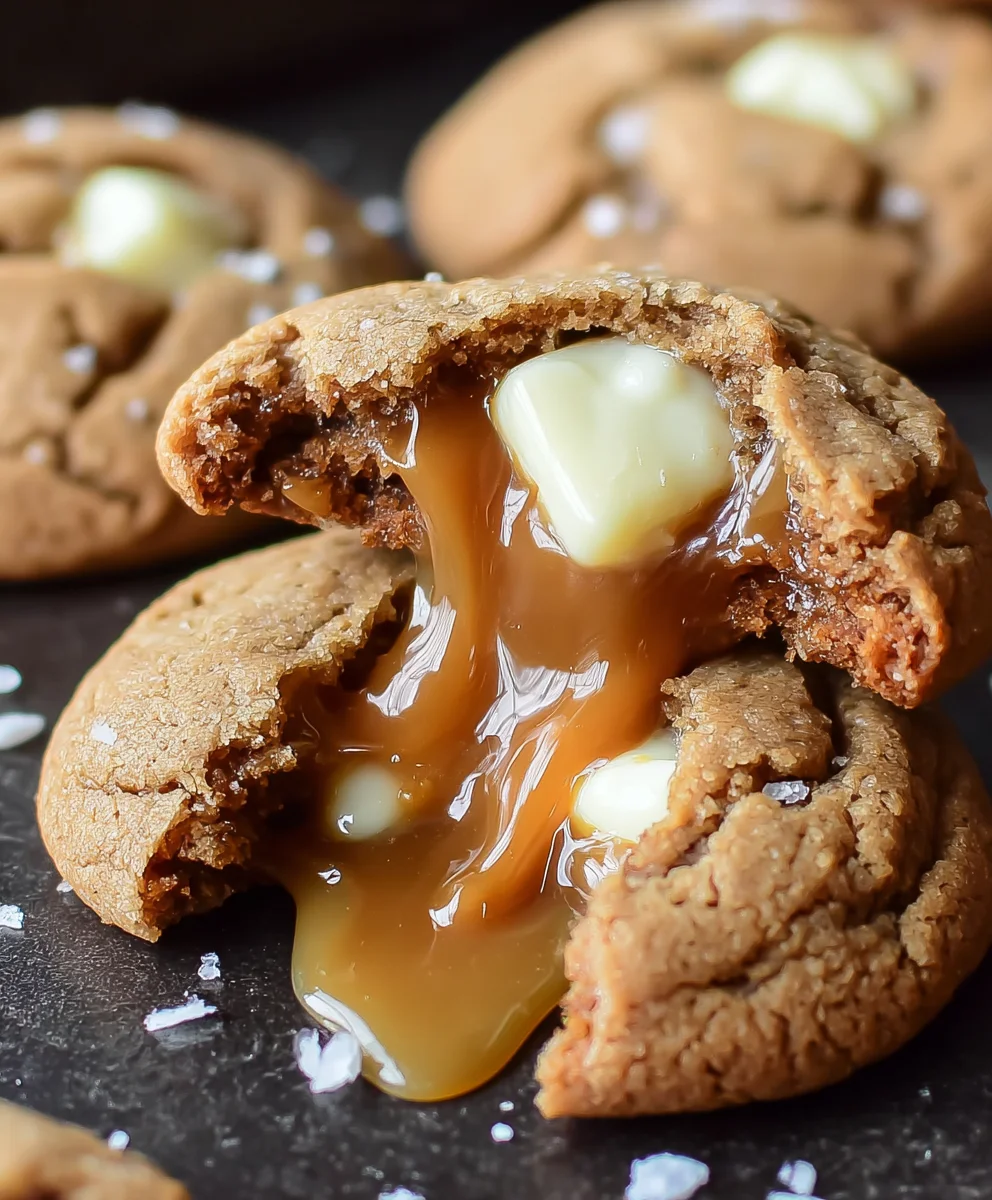 Caramel Stuffed White Chocolate Gin Extract Cookies