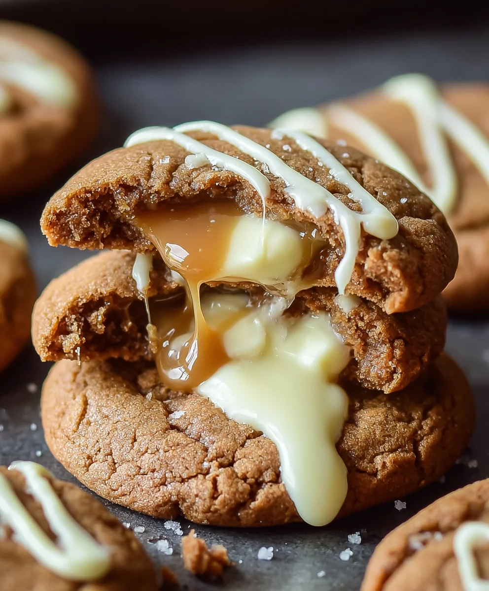 Caramel Stuffed White Chocolate Gin Extract Cookies