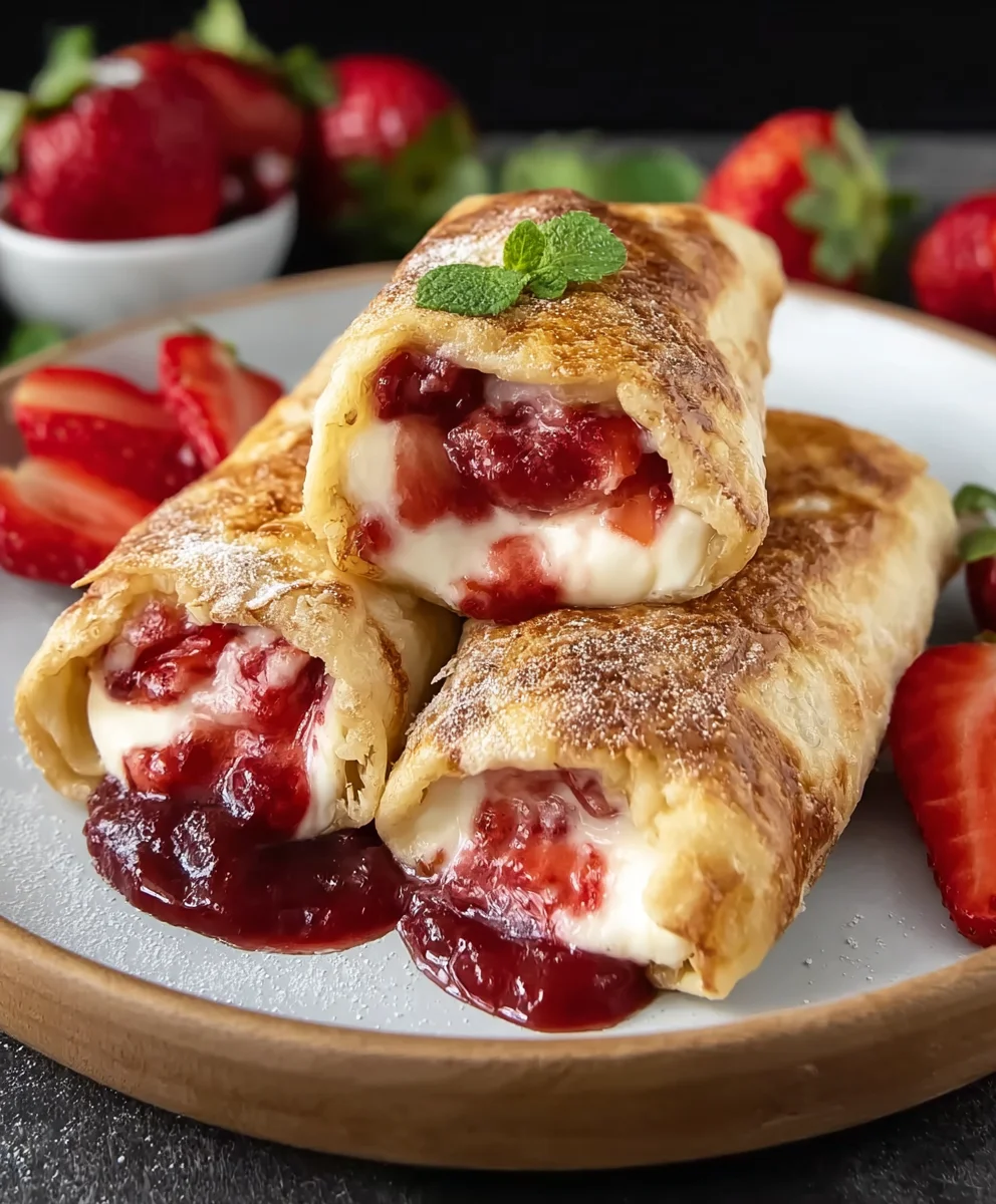Strawberry Air Fryer Cheesecake Chimichangas Delight