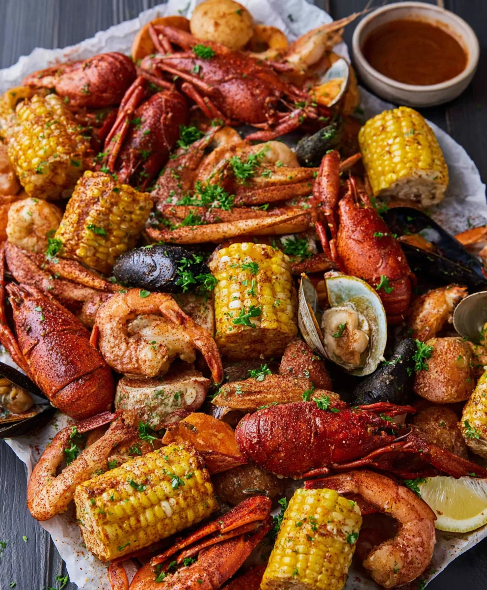 Spicy Garlic Butter Cajun Seafood Boil Recipe