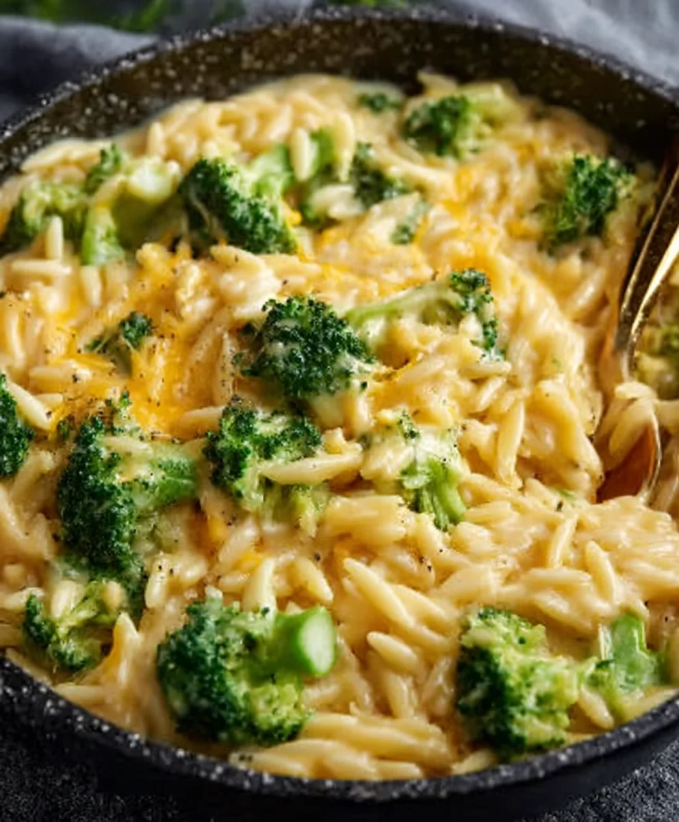Creamy Broccoli Cheddar Orzo - Easy One-Pot Meal