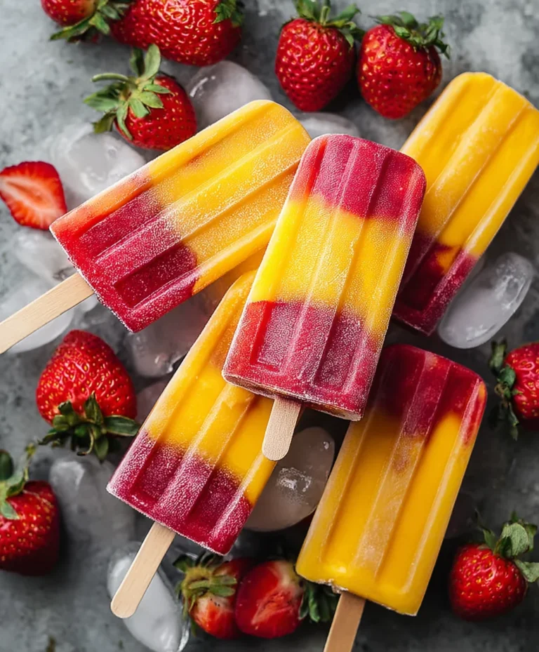 Fresh Strawberry Mango Popsicles- Easy Summer Treat