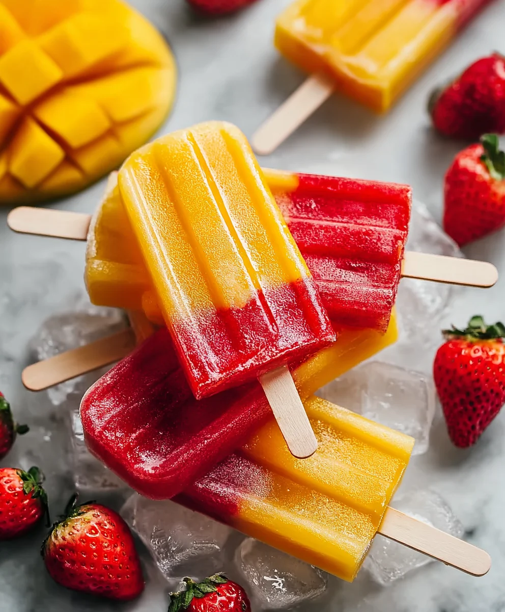 Fresh Strawberry Mango Popsicles- Easy Summer Treat