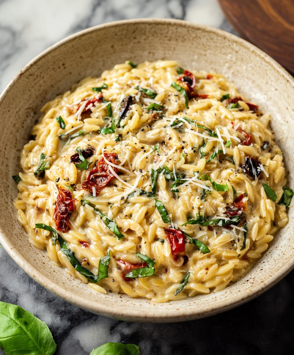 Creamy Tuscan Beef Orzo Pasta Recipe