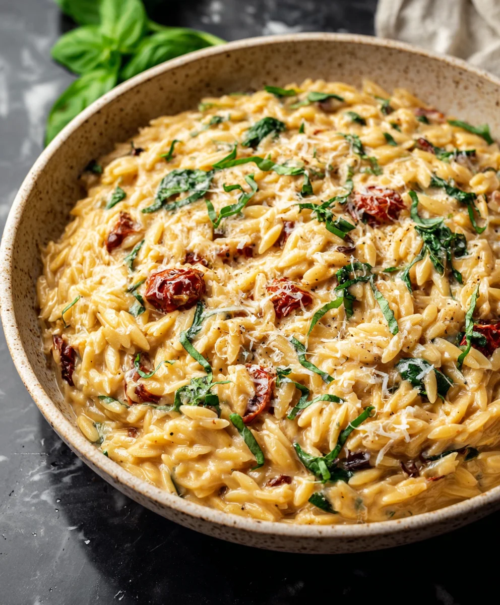 Creamy Tuscan Beef Orzo Pasta Recipe