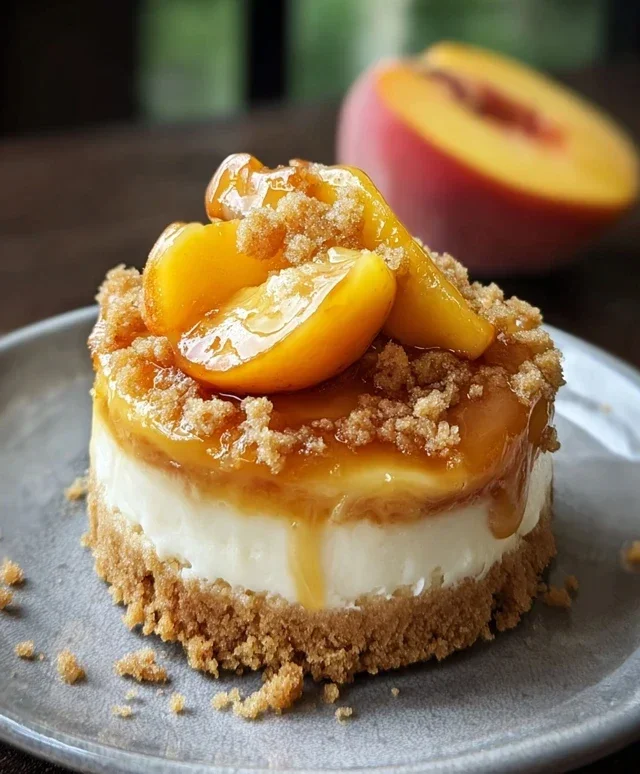 Stuffed Peach Cobbler Mini Cheesecake