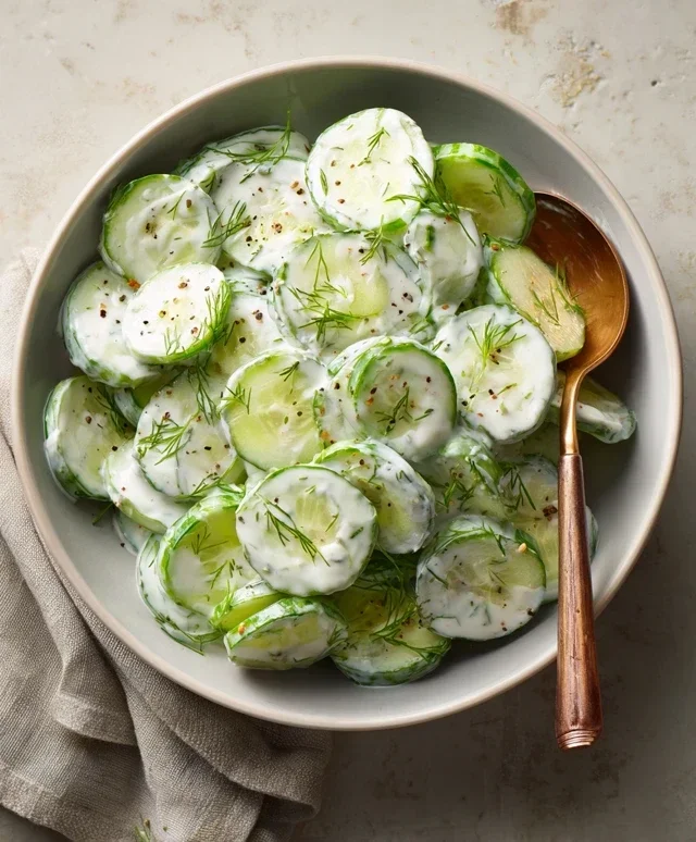 Creamy Cucumber Salad With Greek Yogurt Dressing