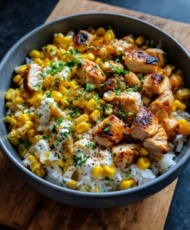 Street Corn Chicken Rice Bowl