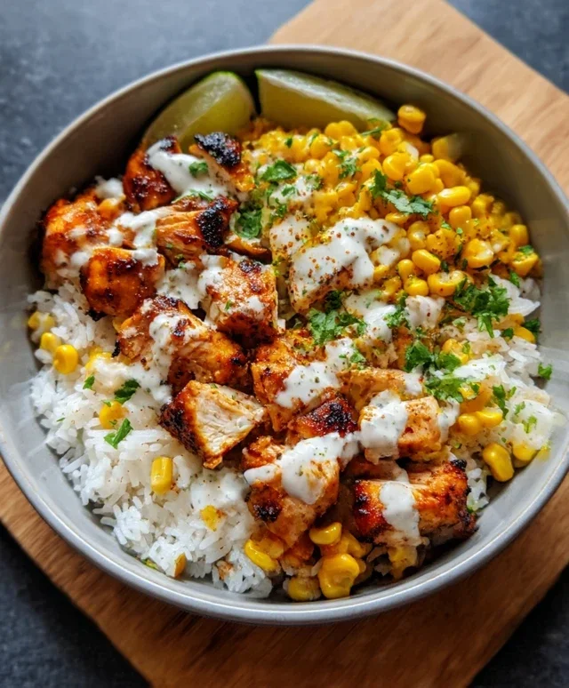 Street Corn Chicken Rice Bowl