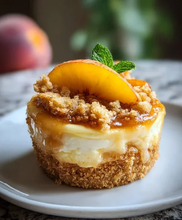 Stuffed Peach Cobbler Mini Cheesecake