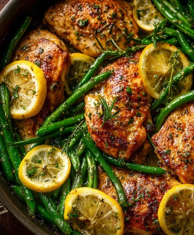 Lemon Garlic Butter Chicken and Green Beans Skillet